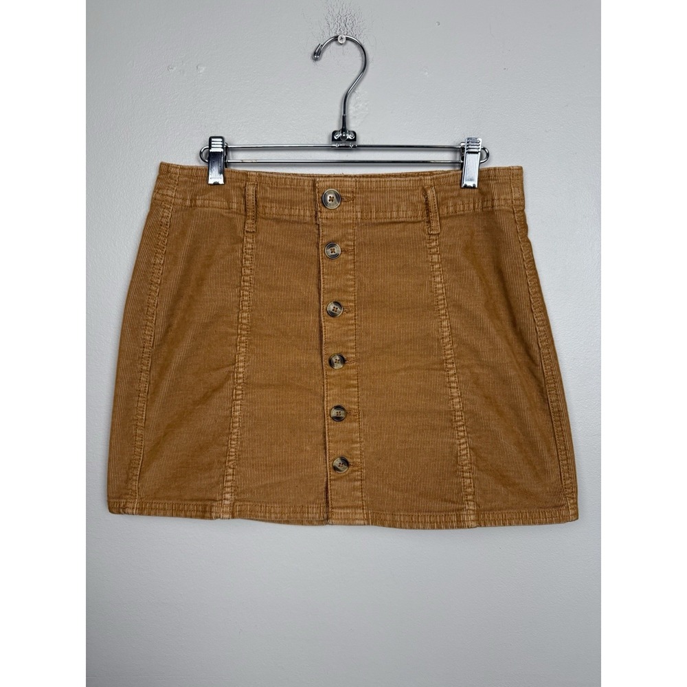 American Eagle Hi-Rise A-Line Courduroy‎ Mini Skirt Button Front Super Stretch 6